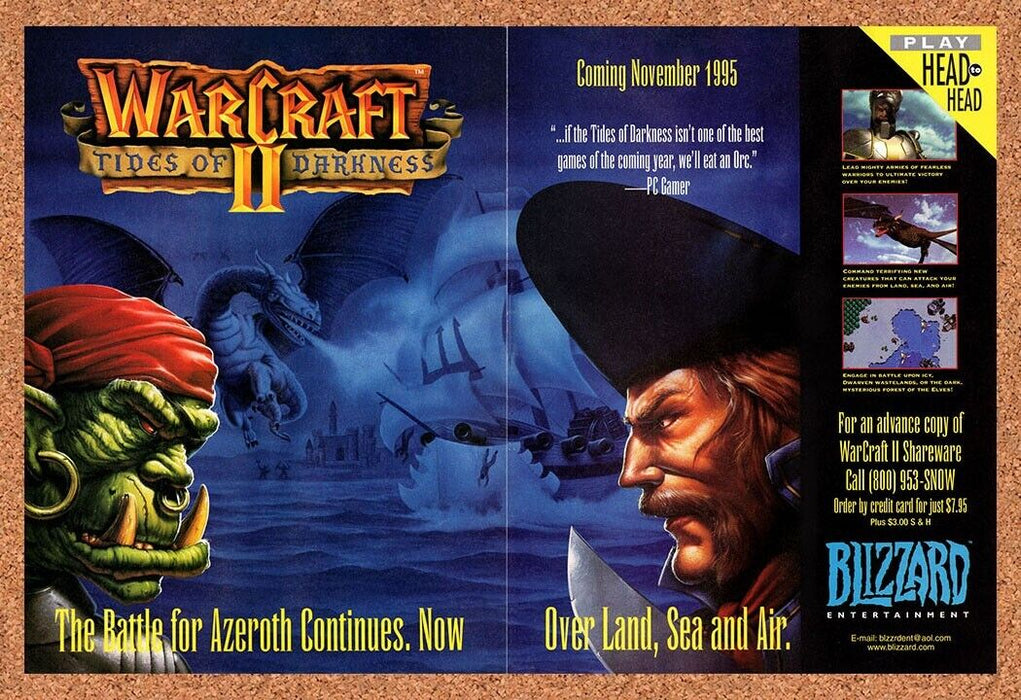 1996 WarCraft II Tides Of Darkness PC Original Ad - for just $22.49! 