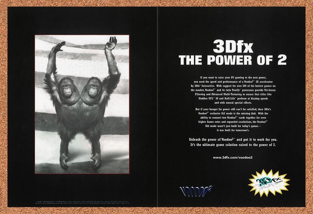 2000 Voodoo 2 3dfx Original Siamese Chimps Ad - for just $21.49! 