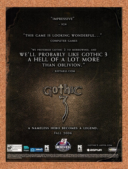 2006 Gothic 3 PC Original Advertisement v2 - for just $19.49! 