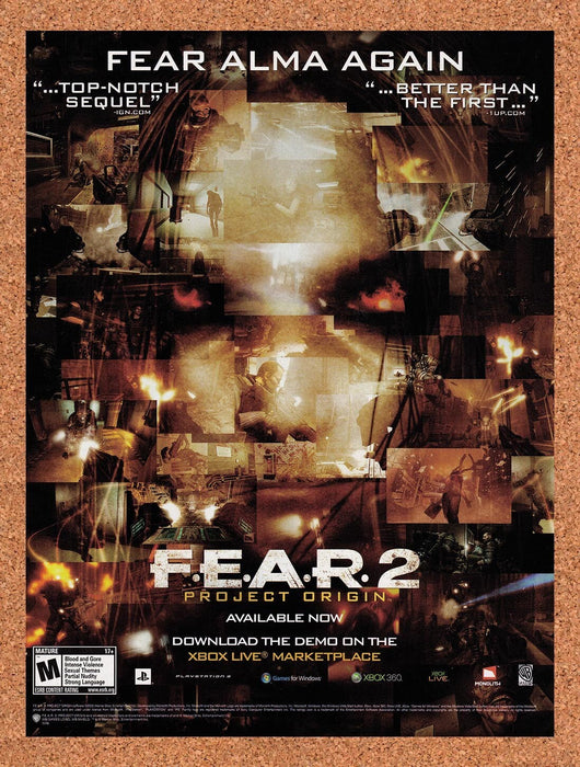 2009 FEAR 2 Project Origin Xbox 360 Original Ad v2 - for just $18.49! 