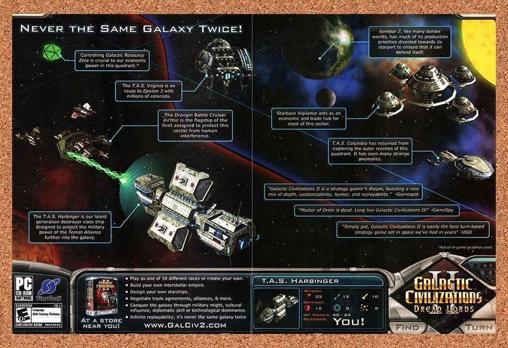 2004 Galactic Civilizations II Dread Lords PC Original Ad v1 - for just $21.49! 