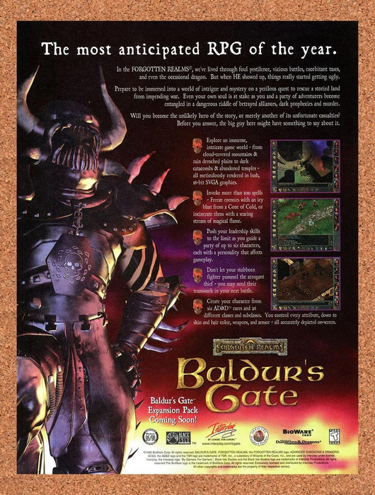 1999 Baldur's Gate PC Original Advertisement v4 - for just $19.49! 