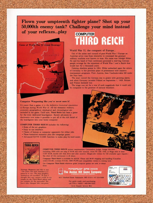 1992 Computer Third Reich Atari ST Original Ad v1 - for just $19.49! 