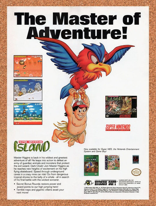1992 Super Adventure Island SNES Original Ad v1 - for just $17.99! 