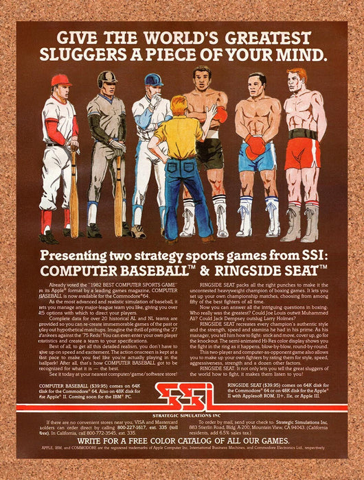 1983 SSI Ringside Seat Apple II Games Original Ad v1 - for just $17.99! 