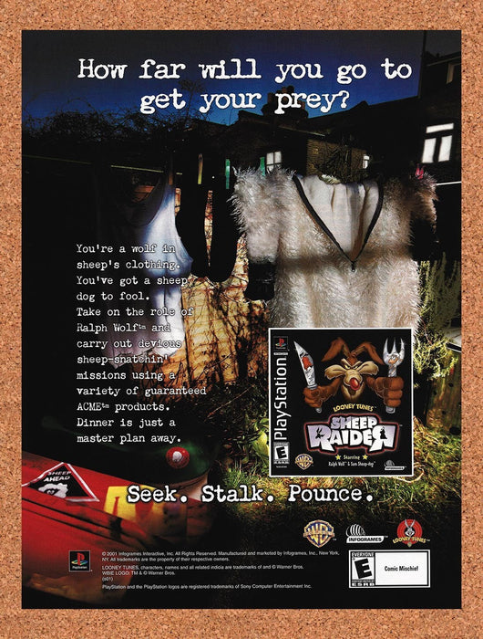 2001 Looney Tunes Sheep Raider PS1 Original Ad v1 - for just $19.49! 
