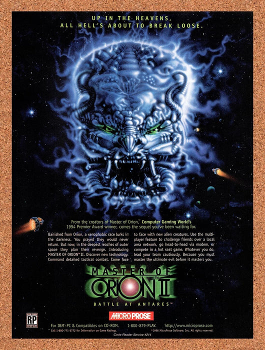 1996 Master Of Orion II Battle At Antares PC Original Ad v2 - for just $17.99! 
