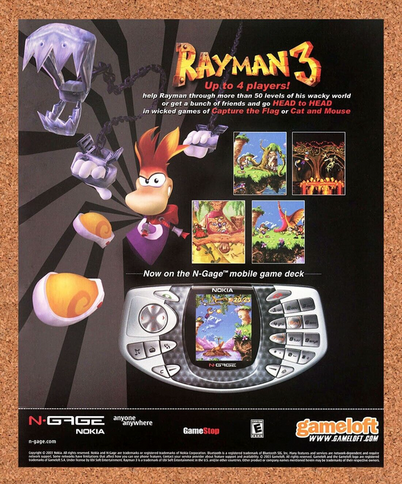 2005 Rayman 3 Nokia N-Gage Original GameStop Ad v1 - for just $18.99! 