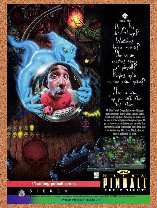 1996 3-D Ultra Pinball Creep Night PC Original Advertisement v1 - for just $19.49! 