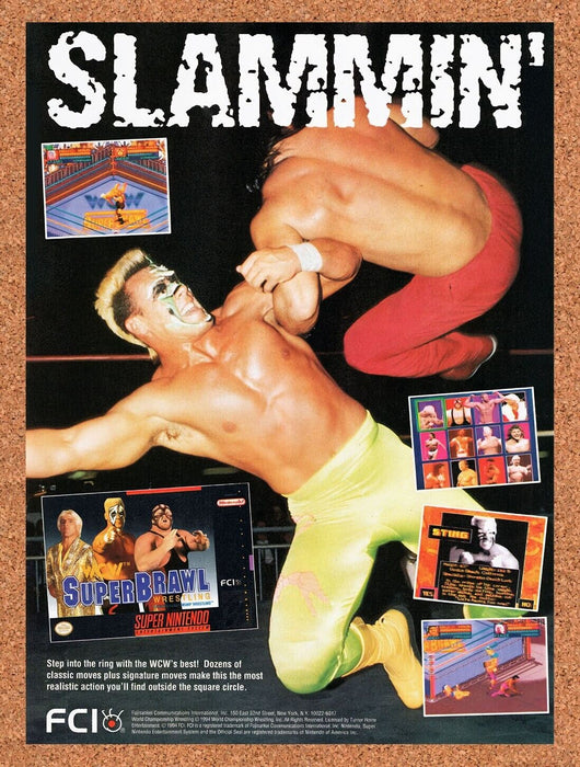 1995 Super Brawl Wrestling SNES Original Ad v1 - for just $17.99! 