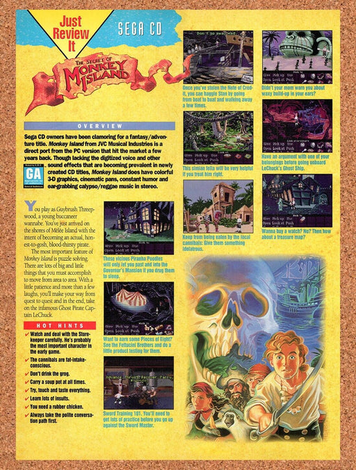 1993 Secret Of Monkey Island Sega CD Original Ad v1 - for just $17.99! 