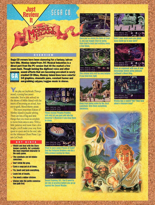 1993 Secret Of Monkey Island Sega CD Original Ad v1 - for just $17.99! 