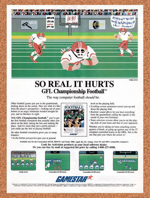 1987 GFL Championship Football Amiga Original Ad v1 - for just $17.99! 