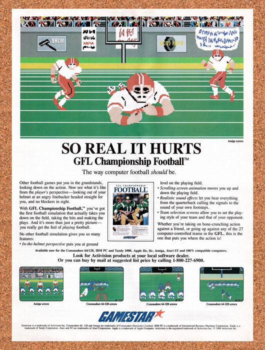 1987 GFL Championship Football Amiga Original Ad v1 - for just $17.99! 