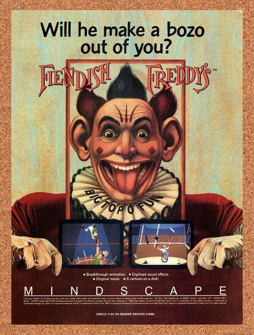 1989 Fiendish Freddy's Amiga Original Ad v1 - for just $17.99! 