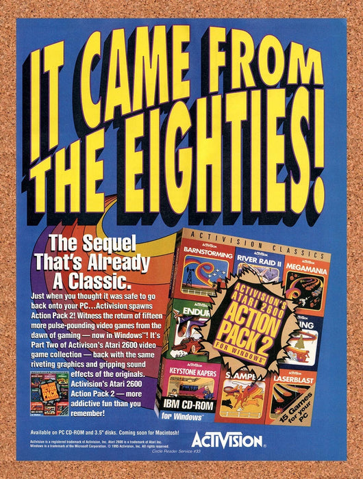 1995 Activision Classics Atari 2600 Action Pack 2 PC Original Ad v1 - for just $17.99! 