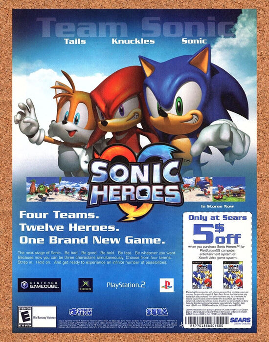 2004 Sonic Heroes GameCube Original Sears Rebate Ad - for just $17.99! 