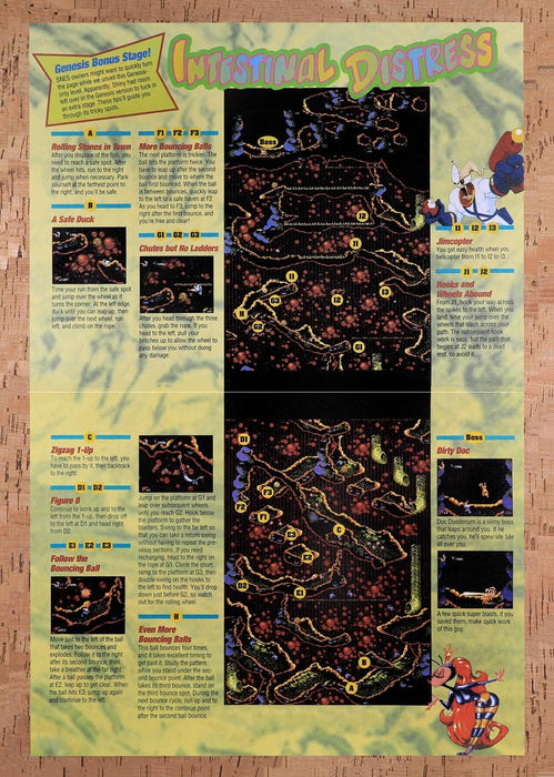 1995 Earthworm Jim Genesis Bonus Stage Map Original Ad v19 - for just $21.99! 