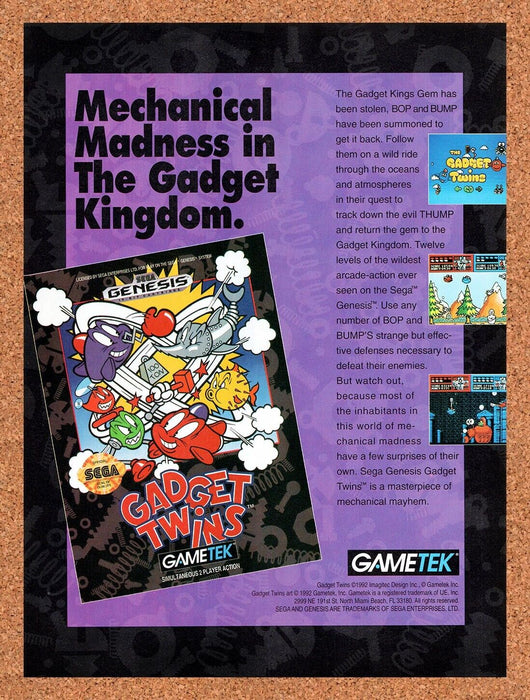 1993 Gadget Twins Genesis Original Ad v1 - for just $16.19! 