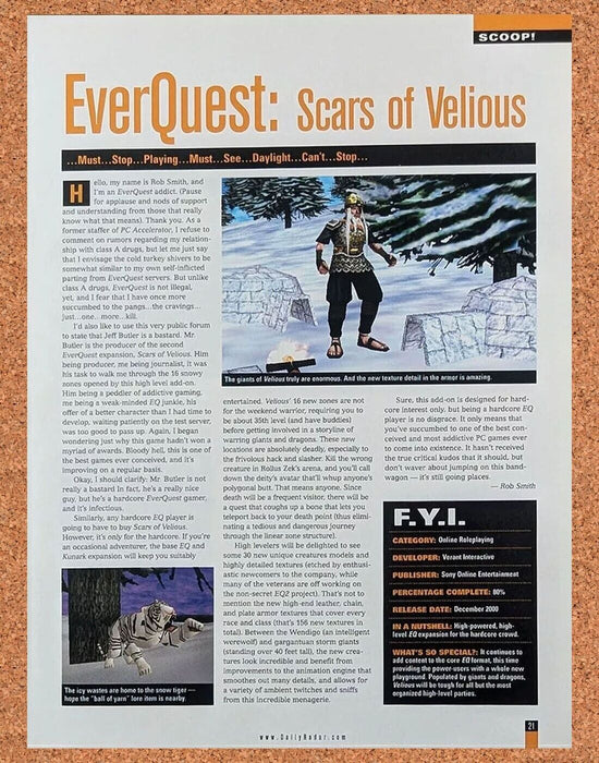 2002 EverQuest Scars Of Velious PC Original Ad - for just $17.99! 