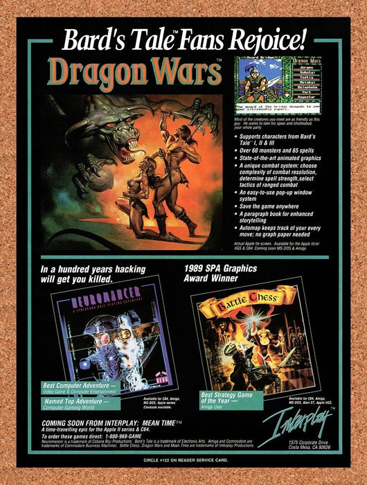 1989 Interplay Commodore 64 Games Original Ad v1 - for just $17.99! 