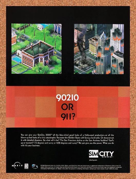 1999 Sim City 3000 PC Original Ad v3 - for just $15.29! 