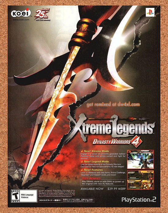2007 Xtreme Legends Dynasty Warriors 4 PS2 Original Ad v5 - for just $17.99! 