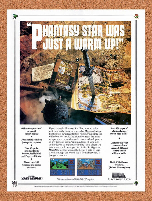 1991 Might And Magic Gates To Another World Genesis Original Ad v1 - for just $17.99! 