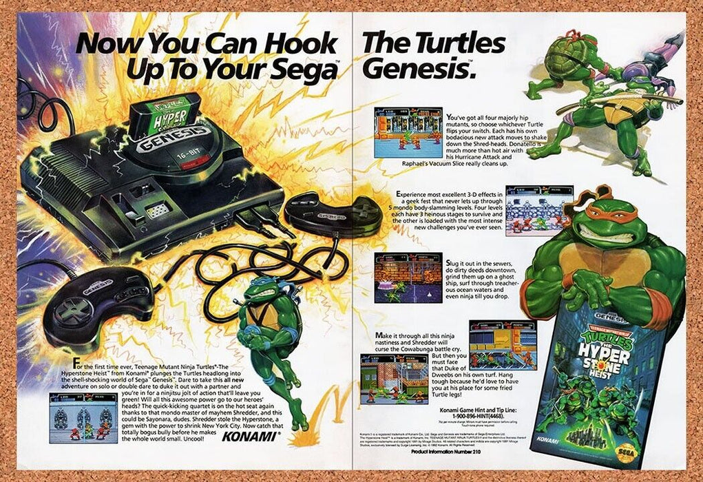 1993 TMNT The Hyperstone Heist Genesis Original Ad v1 - for just $21.49! 