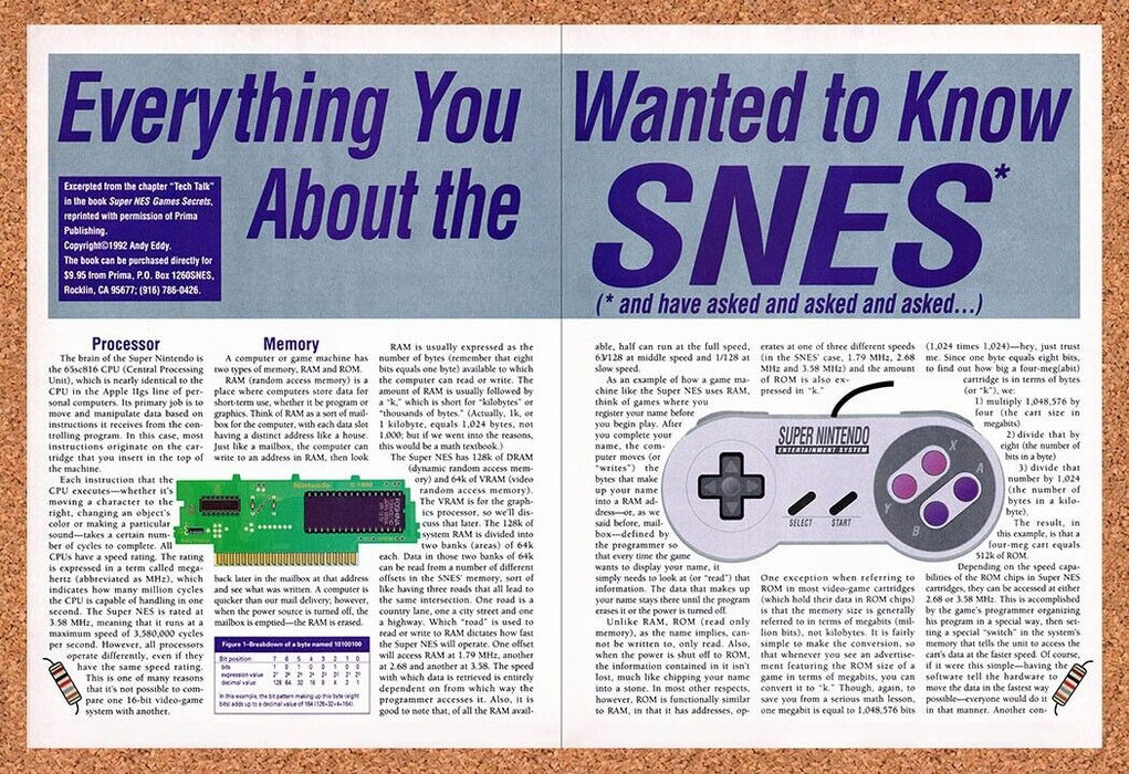 1992 Nintendo SNES Console Release Specs Original Ad v7 - for just $21.49! 