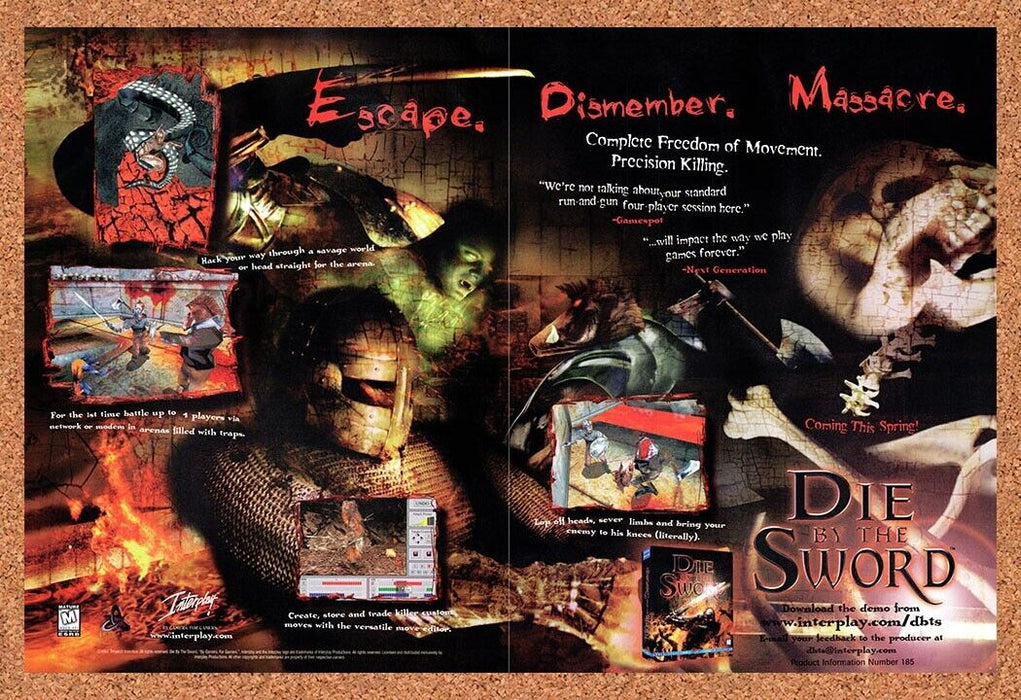 1998 Die By The Sword PC Original Ad v4 - for just $21.49! 