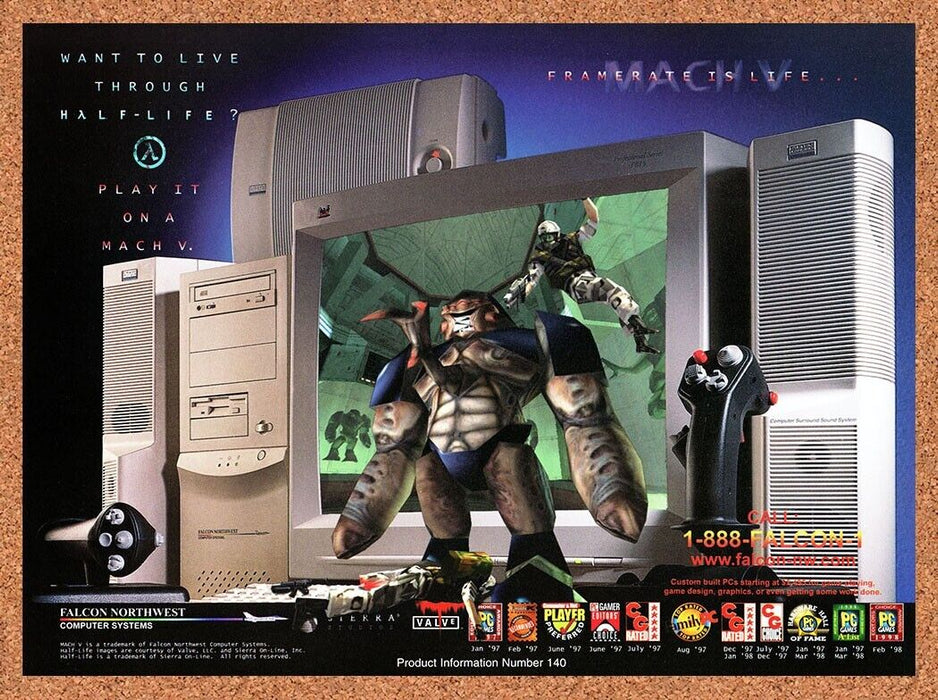 2001 Half-Life PC Original Falcon Northwest Ad - for just $17.99! 