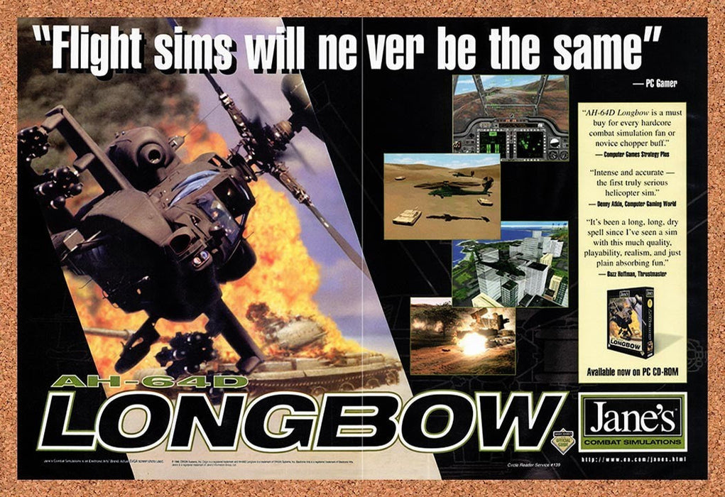 1996 Jane's AH-64D Longbow Combat Simulation PC Original Advertisement v2 - for just $23.99! 