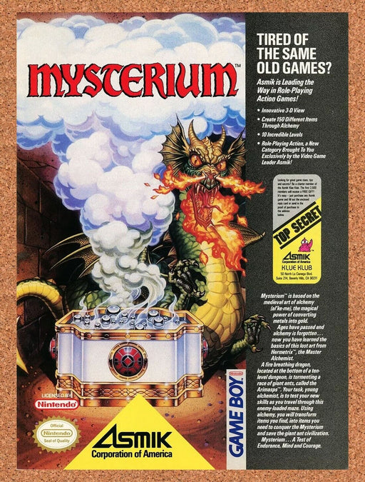 1990 Mysterium Gameboy Original Ad - for just $17.99! 