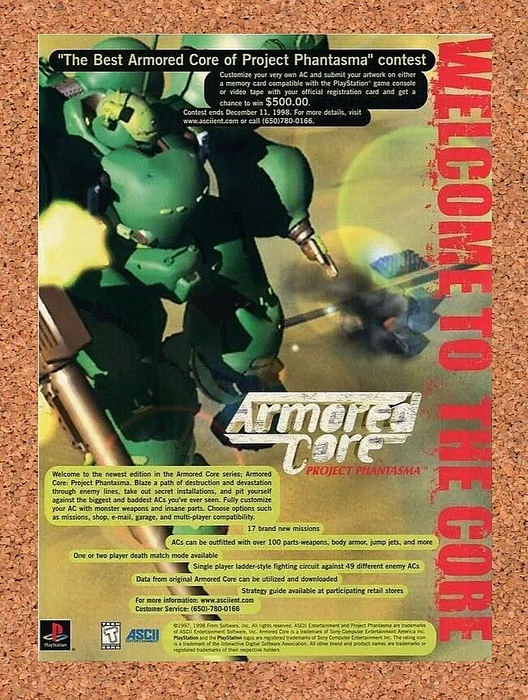1997 Armored Core Project Phantasma PS1 Original Ad v1 - for just $17.99! 