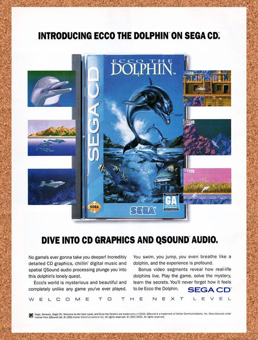 1993 Ecco The Dolphin Sega CD Original Ad v3 - for just $17.99! 