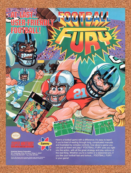 1993 Football Fury SNES Original Ad v1 - for just $17.99! 