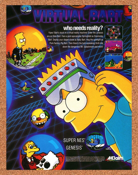 1994 Virtual Bart SNES Original Ad - for just $17.99! 