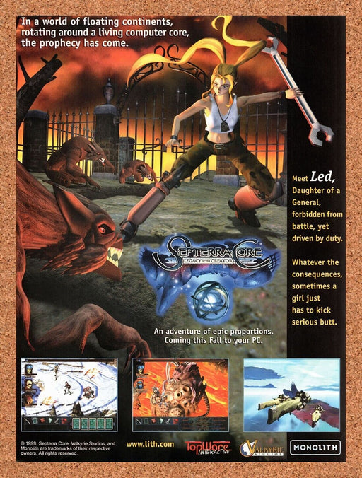 1999 Septerra Core Legacy Of The Creator PC Original Ad v2 - for just $17.99! 