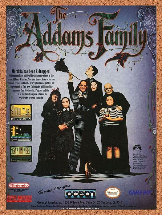 1991 The Addams Family NES Original Ad - for just $17.99! 