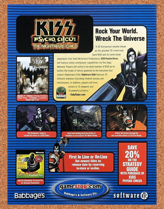 2002 Kiss Psycho Circus PC Original Babbages Ad - for just $17.99! 
