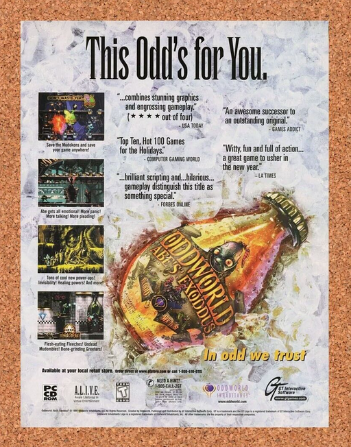 2001 Oddworld Abe's Exodus PC Original Ad v2 - for just $17.99! 