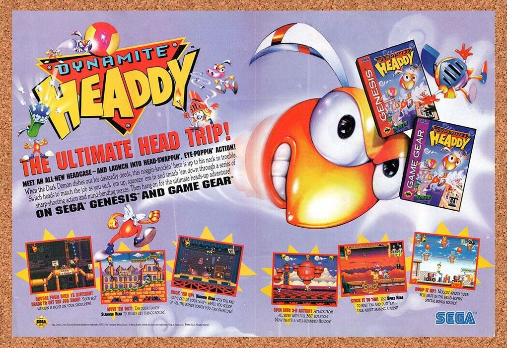 1994 Dynamite Headdy Genesis Original Ad v1 - for just $21.49! 