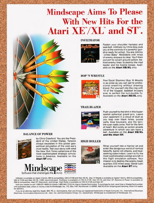 1987 Mindscape Atari XL Games Original Ad v2 - for just $17.99! 