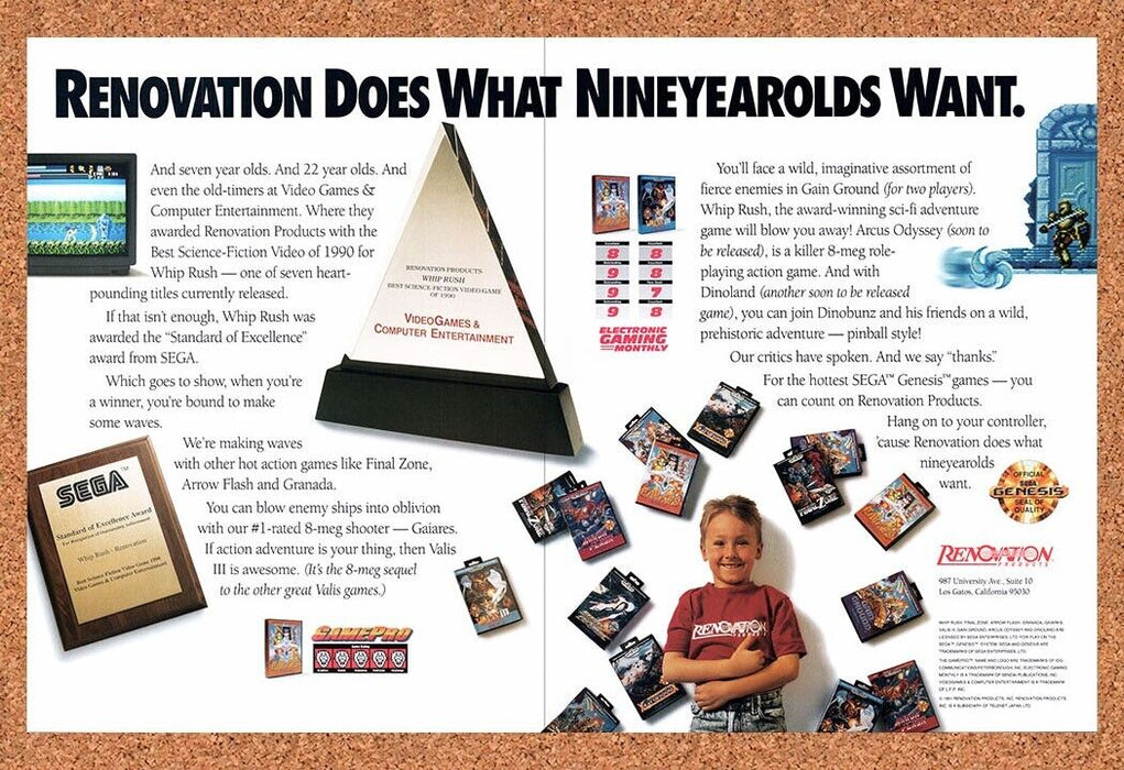 1991 Renovation Genesis Games Original Ad v4 - for just $21.49! 