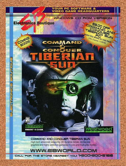 1999 Command & Conquer Tiberian Sun PC Original EB Games Ad - for just $17.99! 