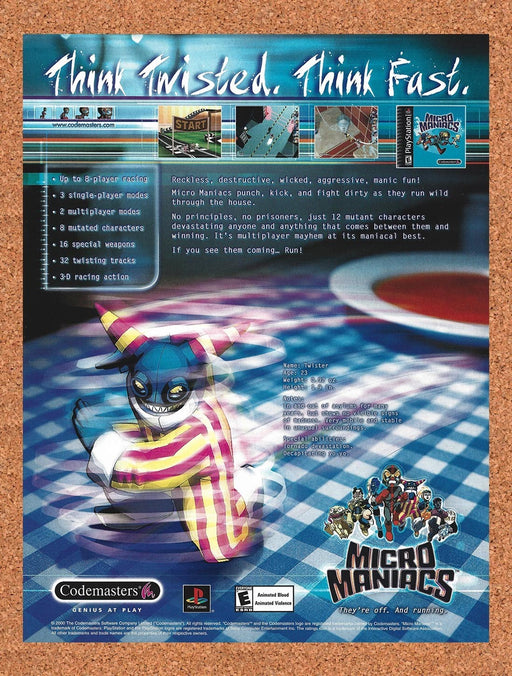 2000 Micro Maniacs PS1 Original Advertisement v1 - for just $19.49! 