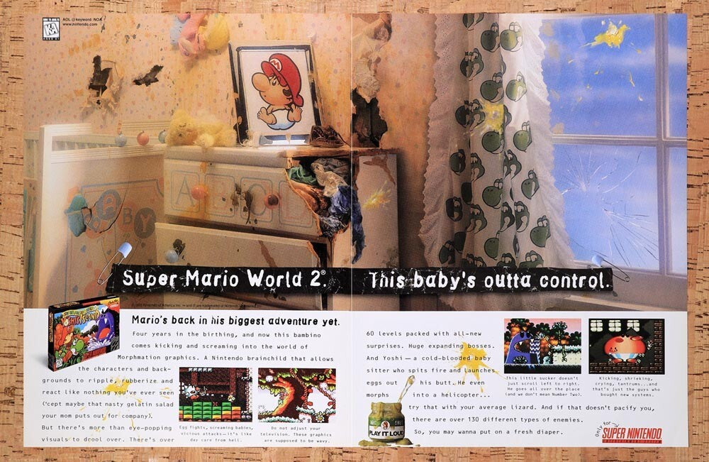 1996 Mario World 2 Yoshi's Island SNES Original Ad v2 - for just $21.99! 