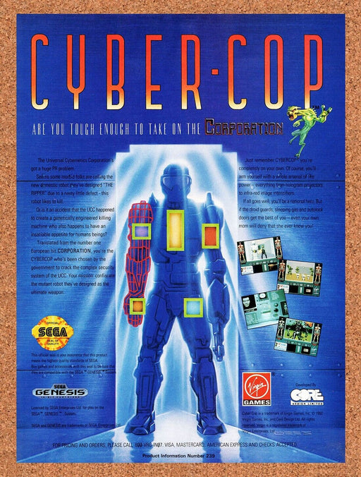 1993 Cyber Cop Genesis Original Ad v1 - for just $17.99! 