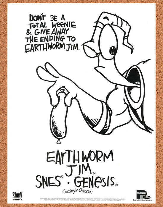 1994 Earthworm Jim Genesis Original Ad - for just $17.99! 